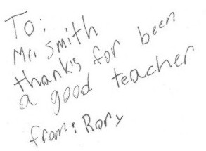 a letter from then nine year old Rory Lambie!